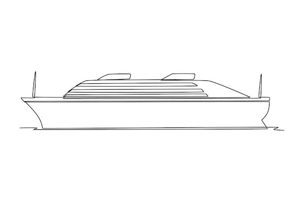 Continu één lijntekening Oceaan reizen transportconcept Enkele lijn tekenen ontwerp vector grafische illustratie