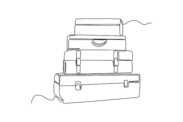 Continu één lijntekening stapel koffers Reiservaring concept Enkele lijn tekenen ontwerp vector grafische illustratie