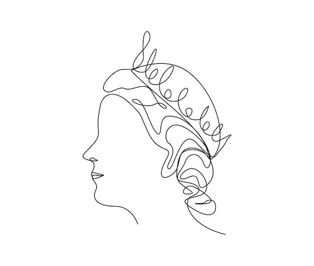 Continu één lijntekening van koningin en kroon Eenvoudig koningin tiara omtrekontwerp Bewerkbare actieve slagvector