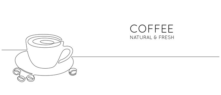 Continu een lijntekening van kopje drinken met koffiebonen Minimalistische pictogram concept voor café menu of logo en webbanner in eenvoudige lineaire stijl Bewerkbare beroerte Doodle Vector Illustratie