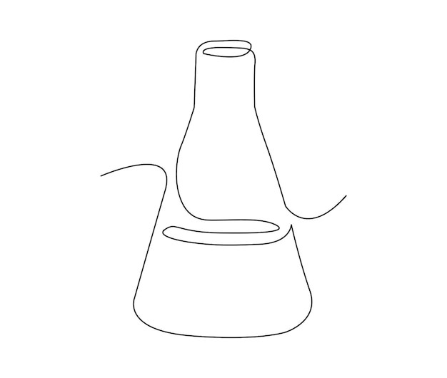 Continu een lijntekening van laboratorium chemisch glas Eenvoudige illustratie van laboratorium reageerbuis lijntekeningen vectorillustratie