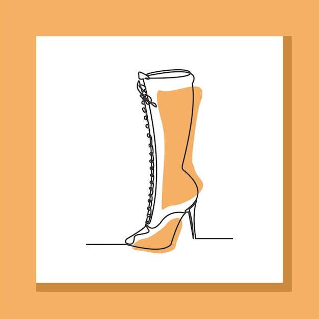 Continu één lijntekening van mode vrouw laarzen hiel voor winter vectorillustratie