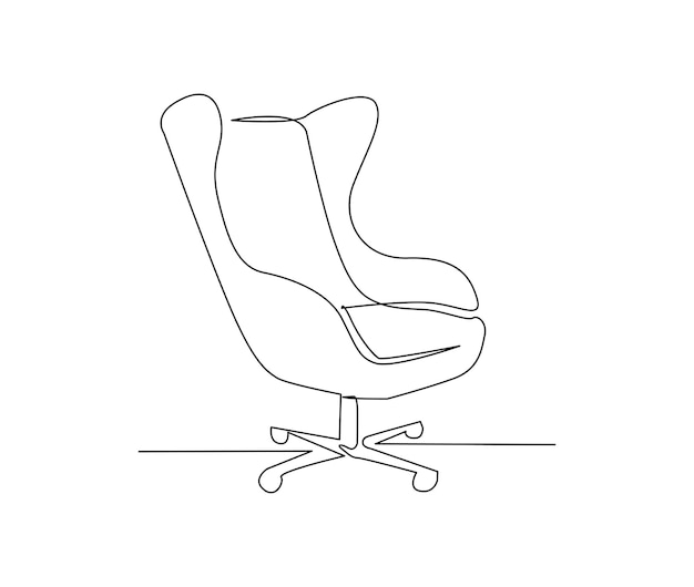 Continu één lijntekening van moderne werkstoel Office Fauteuil Handgetekende vectorillustratie