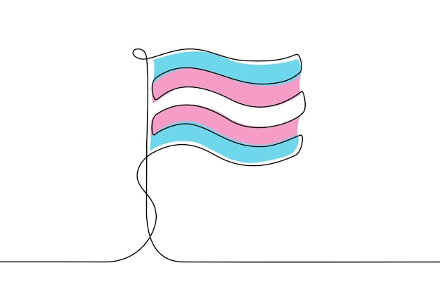 Continu één lijntekening van transgender vlag.