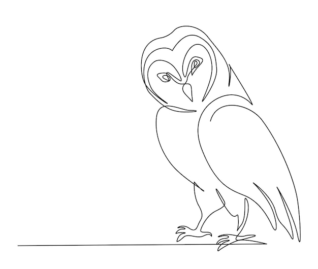 Continu een lijntekening van uil vogel eenvoudige kerkuil lijn kunst vectorillustratie