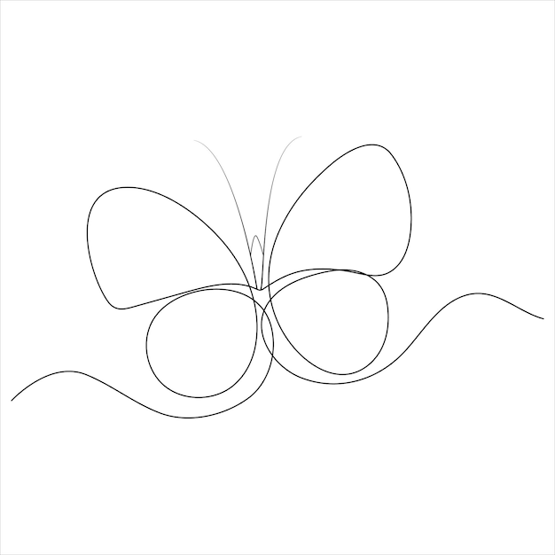 Vector continu één lijntekening van vlinder lijntekeningen tekening vectorillustratie