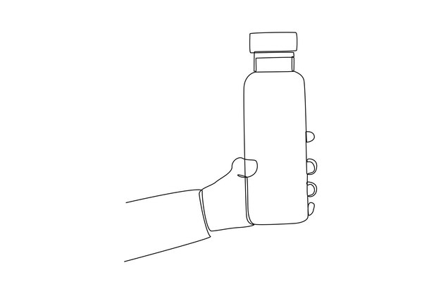 Continu één lijntekening verpakking fles concept Enkele lijn tekenen ontwerp vector grafische illustratie