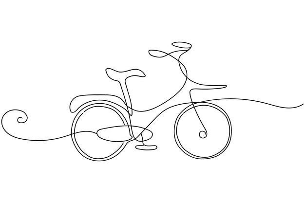 Continu één lijntekening vintage retro stedelijke stadsfiets ecologisch sportvervoer ontspannende fiets voor gemeenschap gezonde levensstijl door te fietsen enkele lijn tekenen ontwerp vector grafische illustratie