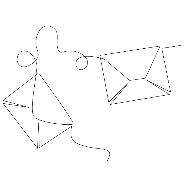 Continu één lijntekenproces van enveloplijn kunst vectorillustratie in doodle stijl