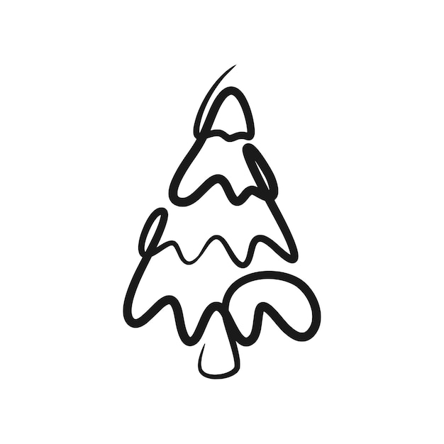 Continu lijntekening Kerstboom Kerstboom één lijntekening