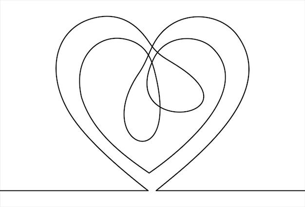 Continu lijntekening van liefde teken met twee harten minimalistische vectorillustratie van liefde concept