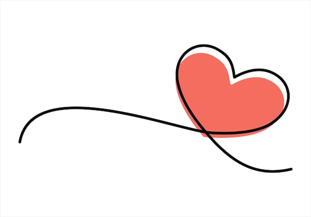 Vector continu lijntekening van liefde teken met twee harten minimalistische vectorillustratie van liefde concept