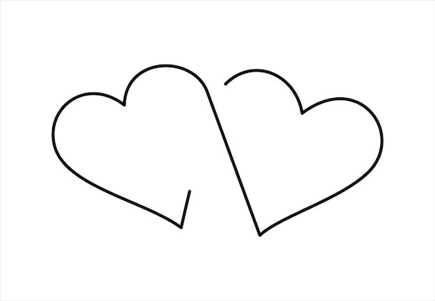 Continu lijntekening van liefde teken met twee harten minimalistische vectorillustratie van liefde concept