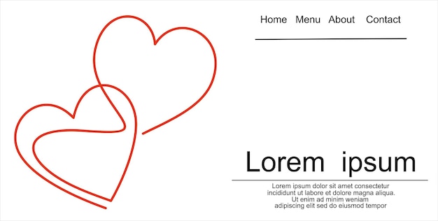 Continu lijntekening van liefde teken met twee hearts.vector minimalistische illustratie van liefde concept