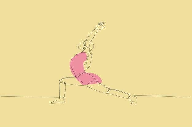 Continu lijntekening van yoga workout vector illustraties premium vector