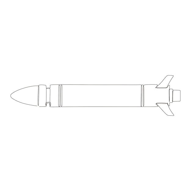 Vector continu lijnvectorillustratie van een raket