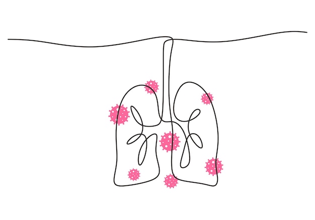 Continu lijnwerk van longen menselijk orgel geïsoleerd op witte achtergrond Element van menselijke delen anatomie concept en web apps pictogram Minimalistische longen ontwerp contour hand getrokken vectorillustratie