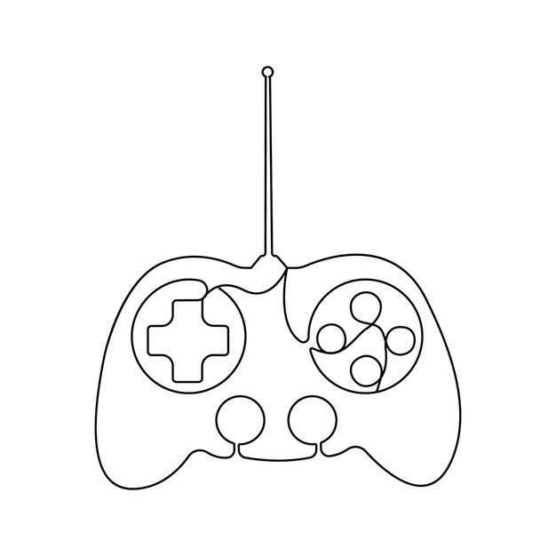 Vector continu one-line tekening van de spelcontroller en single-line kunst van de joystick illustratie