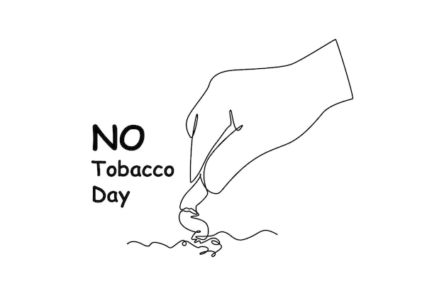 Continu oneline tekenen van een hand dooft een sigaret Geen tabak dag concept
