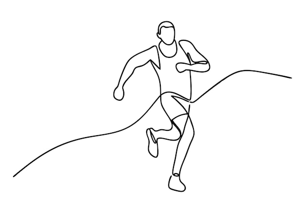 Continu OneLine tekening van een mannelijke hardloper Minimalistisch atletisch ontwerp