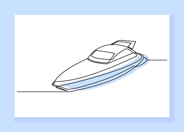 Continu singe één lijntekening kunst van luxe jacht speedboot zeilcruise vectorillustratie