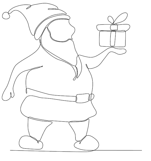 Continu vector enkele lijntekening van santa claus christmas stijlicoon in silhouet op witte ba