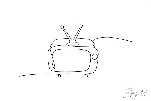 continue lijn vector illustratie ontwerp van oude televisie