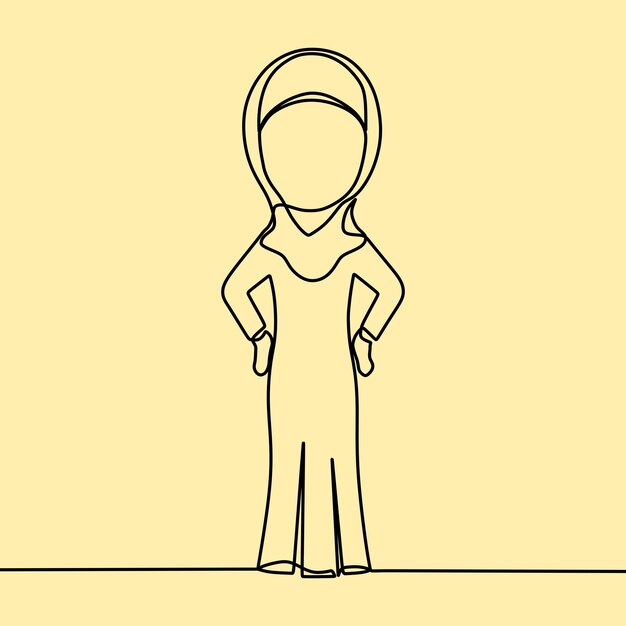 continue lijntekening op mensen met hijab