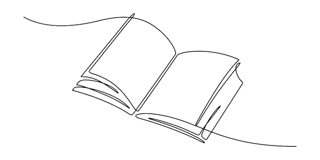 Vector continuos line drawing of book opening vector illustration