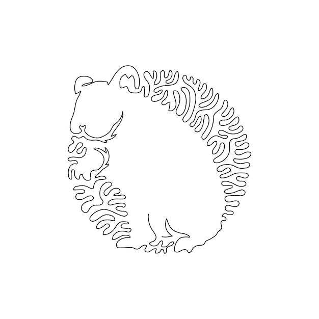 Vector continuous curve one line drawing of awesome hairy hamster for logo, wall decor, boho poster