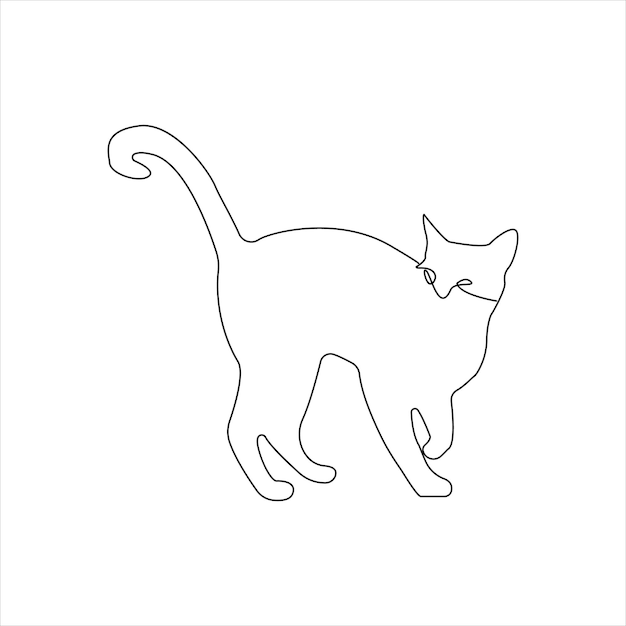 連続的な可愛い猫ペット動物単行アートの輪郭ベクトルイラスト