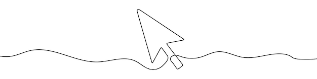 Continuous drawing of cursor arrow One line icon of cursor arrow