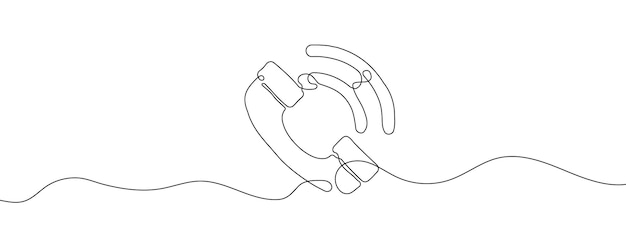 Continuous drawing of handset One line icon of handset Phone icon