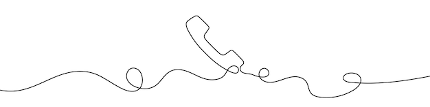 Continuous drawing of handset one line icon of handset phone icon