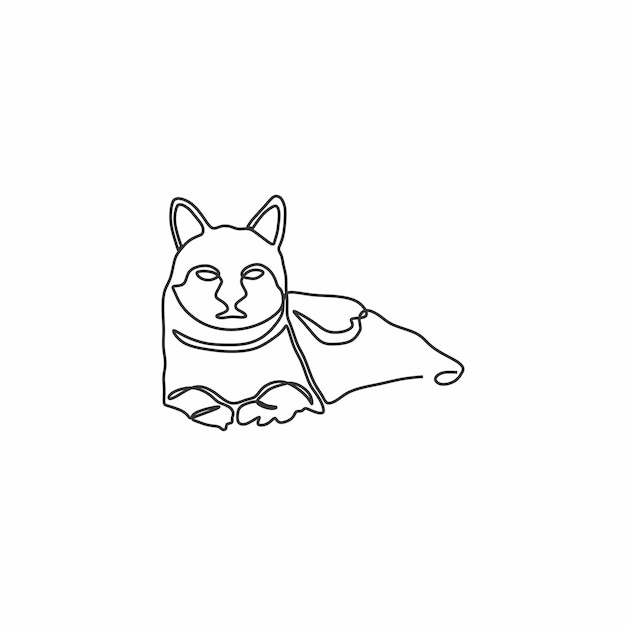 Continuous drawing single line art of cat