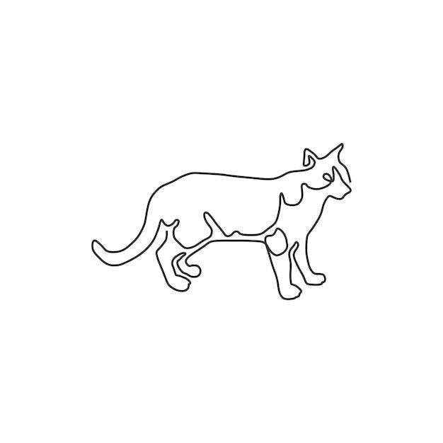 continuous drawing single line art of cat