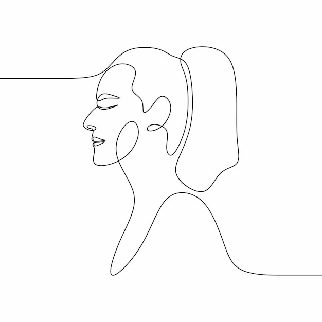 Continuous drawing single line art illustration beautiful woman face