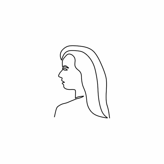 continuous drawing single line art of woman face