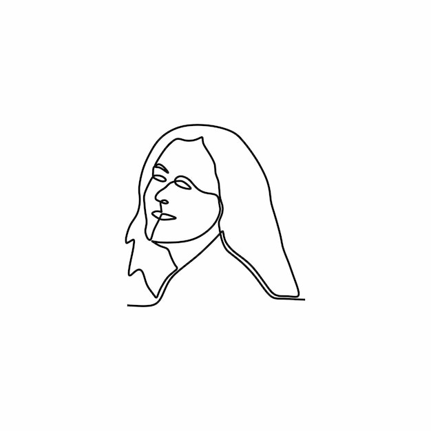 continuous drawing single line art of woman face