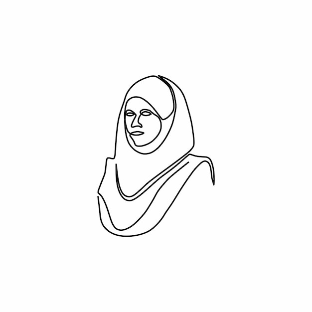 Continuous drawing single line art of woman face