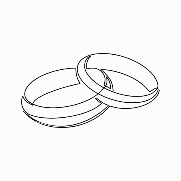 Continuous drawing of two rings Black wedding rings icon