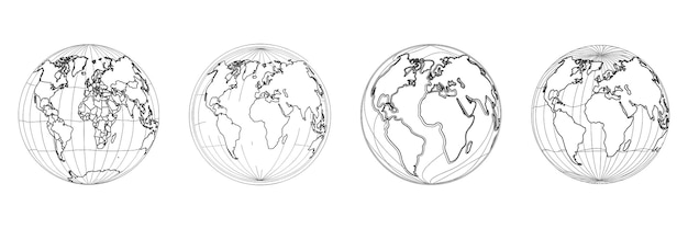 연속 지구 라인 드로잉 기호 세계 지도 한 라인 아트 지구 글로브 손으로 그린 휘장