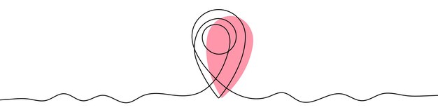 Vettore disegno a linea editable continuo dell'icona mappa pin dell'icono gps in uno stile a linea