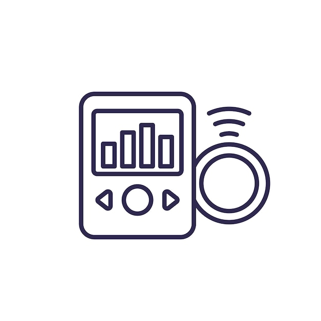 Continuous glucose monitoring device line icon vector