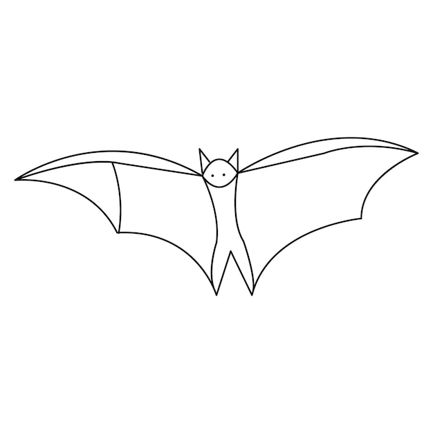 Continuous hand drawn single line art drawing Halloween bat vector illustration of style