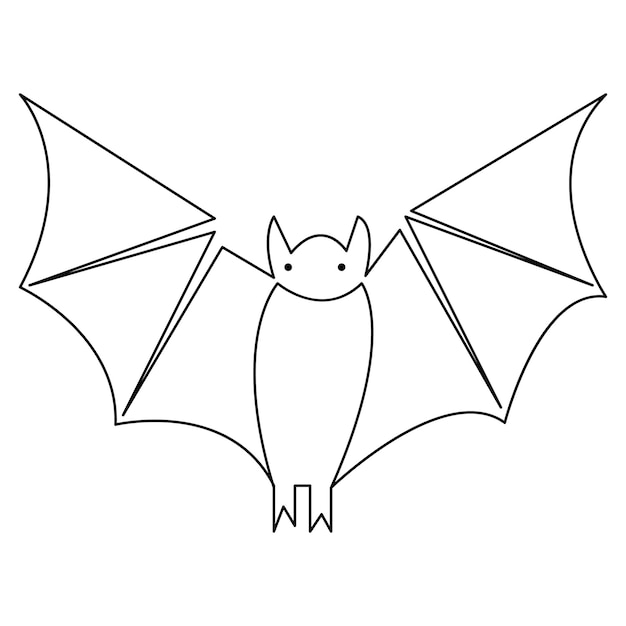 Continuous hand drawn single line art drawing Halloween bat vector illustration of style