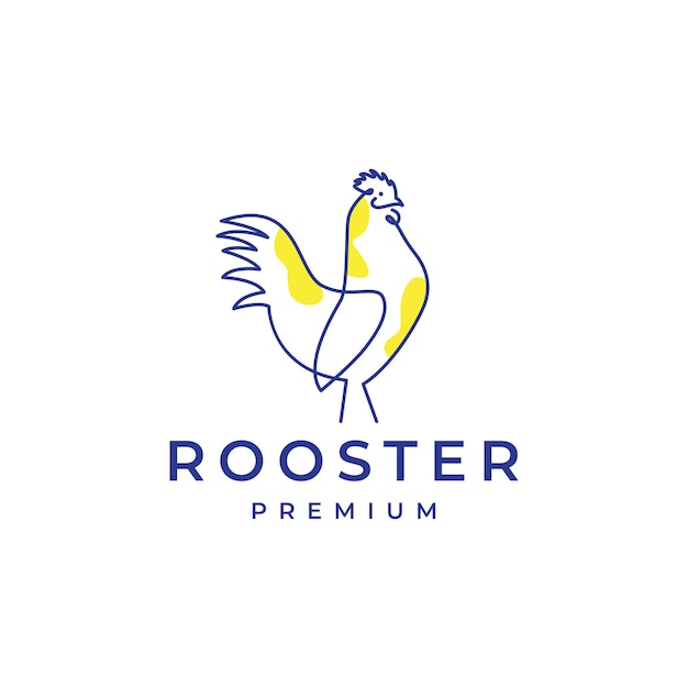 Continuous line abstract rooster logo design