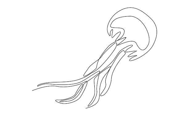 continuous line of adorable jellyfish