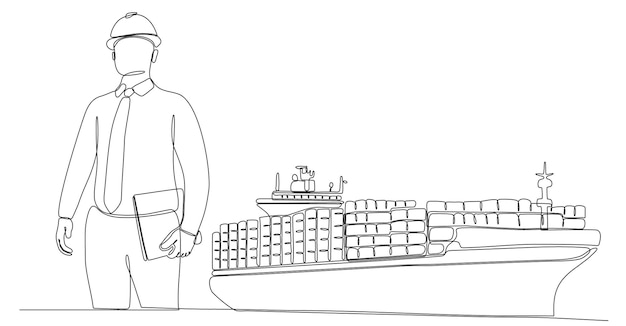 непрерывная линия архитекторов, проектирующих грузовые корабли