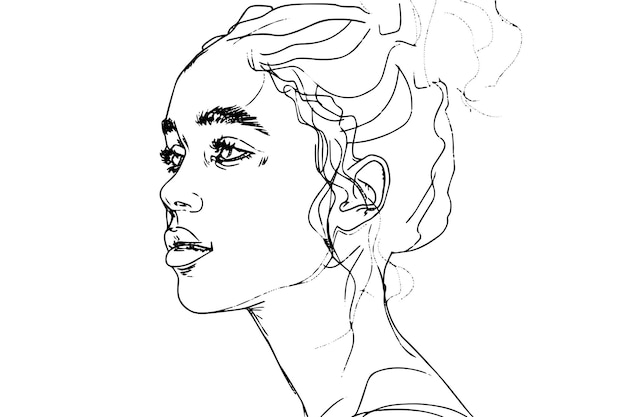Continuous Line Art Abstract Portret van een mooie vrouw Vector Sketch